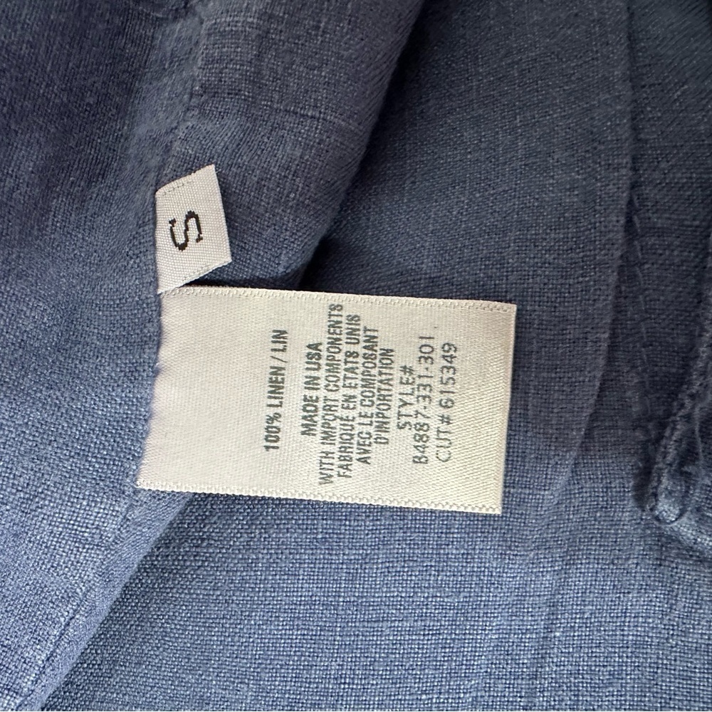 Bella Dahl Navy Linen Blazer Small One Button Closure - Picture 7 of 7